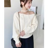 ストラップチョーカーネックリボンアシメワンショルダーニットプルオーバー | moment+ | 詳細画像15 