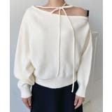 ストラップチョーカーネックリボンアシメワンショルダーニットプルオーバー | moment+ | 詳細画像17 