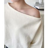 ストラップチョーカーネックリボンアシメワンショルダーニットプルオーバー | moment+ | 詳細画像19 