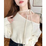 ストラップチョーカーネックリボンアシメワンショルダーニットプルオーバー | moment+ | 詳細画像2 