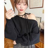 ストラップチョーカーネックリボンアシメワンショルダーニットプルオーバー | moment+ | 詳細画像24 