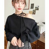 ストラップチョーカーネックリボンアシメワンショルダーニットプルオーバー | moment+ | 詳細画像26 