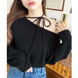 ストラップチョーカーネックリボンアシメワンショルダーニットプルオーバー | moment+ | 詳細画像27 