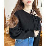 ストラップチョーカーネックリボンアシメワンショルダーニットプルオーバー | moment+ | 詳細画像28 