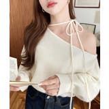 ストラップチョーカーネックリボンアシメワンショルダーニットプルオーバー | moment+ | 詳細画像3 