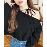 ストラップチョーカーネックリボンアシメワンショルダーニットプルオーバー | moment+ | 詳細画像31 