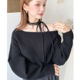 ストラップチョーカーネックリボンアシメワンショルダーニットプルオーバー | moment+ | 詳細画像32 