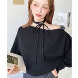 ストラップチョーカーネックリボンアシメワンショルダーニットプルオーバー | moment+ | 詳細画像34 