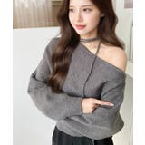 ストラップチョーカーネックリボンアシメワンショルダーニットプルオーバー | moment+ | 詳細画像39 