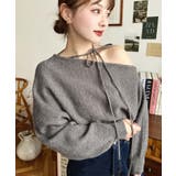 ストラップチョーカーネックリボンアシメワンショルダーニットプルオーバー | moment+ | 詳細画像40 