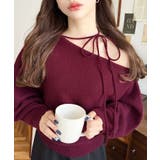 ストラップチョーカーネックリボンアシメワンショルダーニットプルオーバー | moment+ | 詳細画像48 