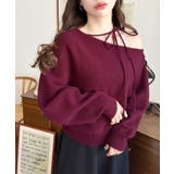 ストラップチョーカーネックリボンアシメワンショルダーニットプルオーバー | moment+ | 詳細画像49 