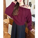 ストラップチョーカーネックリボンアシメワンショルダーニットプルオーバー | moment+ | 詳細画像51 