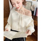 ストラップチョーカーネックリボンアシメワンショルダーニットプルオーバー | moment+ | 詳細画像7 