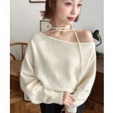 ストラップチョーカーネックリボンアシメワンショルダーニットプルオーバー | moment+ | 詳細画像9 