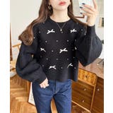 リボンビジューショート丈もちもちニットプルオーバー | moment+ | 詳細画像11 