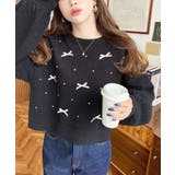 リボンビジューショート丈もちもちニットプルオーバー | moment+ | 詳細画像12 