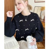 リボンビジューショート丈もちもちニットプルオーバー | moment+ | 詳細画像16 