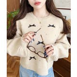 リボンビジューショート丈もちもちニットプルオーバー | moment+ | 詳細画像18 