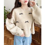 リボンビジューショート丈もちもちニットプルオーバー | moment+ | 詳細画像19 