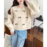 リボンビジューショート丈もちもちニットプルオーバー | moment+ | 詳細画像21 