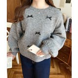 リボンビジューショート丈もちもちニットプルオーバー | moment+ | 詳細画像29 