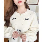 リボンビジューショート丈もちもちニットプルオーバー | moment+ | 詳細画像3 