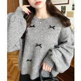 リボンビジューショート丈もちもちニットプルオーバー | moment+ | 詳細画像31 