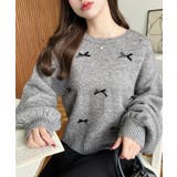 リボンビジューショート丈もちもちニットプルオーバー | moment+ | 詳細画像34 