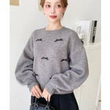 リボンビジューショート丈もちもちニットプルオーバー | moment+ | 詳細画像35 