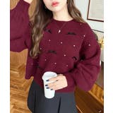 リボンビジューショート丈もちもちニットプルオーバー | moment+ | 詳細画像41 