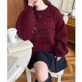 リボンビジューショート丈もちもちニットプルオーバー | moment+ | 詳細画像42 