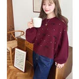 リボンビジューショート丈もちもちニットプルオーバー | moment+ | 詳細画像45 