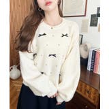 リボンビジューショート丈もちもちニットプルオーバー | moment+ | 詳細画像5 