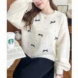 リボンビジューショート丈もちもちニットプルオーバー | moment+ | 詳細画像6 