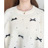 リボンビジューショート丈もちもちニットプルオーバー | moment+ | 詳細画像7 