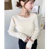 ショルダースリットアシンメトリーネックリブニットプルオーバー12G | moment+ | 詳細画像10 