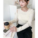 ショルダースリットアシンメトリーネックリブニットプルオーバー12G | moment+ | 詳細画像11 