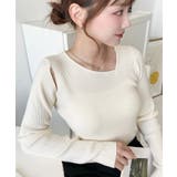 ショルダースリットアシンメトリーネックリブニットプルオーバー12G | moment+ | 詳細画像13 