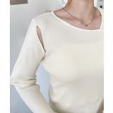 ショルダースリットアシンメトリーネックリブニットプルオーバー12G | moment+ | 詳細画像15 