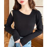 ショルダースリットアシンメトリーネックリブニットプルオーバー12G | moment+ | 詳細画像19 