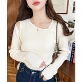 ショルダースリットアシンメトリーネックリブニットプルオーバー12G | moment+ | 詳細画像2 