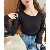 ショルダースリットアシンメトリーネックリブニットプルオーバー12G | moment+ | 詳細画像21 