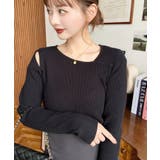 ショルダースリットアシンメトリーネックリブニットプルオーバー12G | moment+ | 詳細画像25 