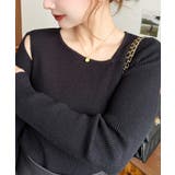 ショルダースリットアシンメトリーネックリブニットプルオーバー12G | moment+ | 詳細画像26 