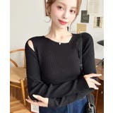 ショルダースリットアシンメトリーネックリブニットプルオーバー12G | moment+ | 詳細画像29 