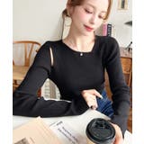 ショルダースリットアシンメトリーネックリブニットプルオーバー12G | moment+ | 詳細画像32 