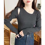 ショルダースリットアシンメトリーネックリブニットプルオーバー12G | moment+ | 詳細画像41 