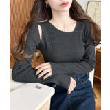 ショルダースリットアシンメトリーネックリブニットプルオーバー12G | moment+ | 詳細画像42 