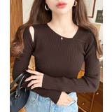 ショルダースリットアシンメトリーネックリブニットプルオーバー12G | moment+ | 詳細画像43 